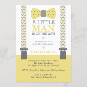 Invitación Baby Shower de pequeño hombre, amarillo