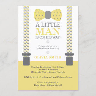 Invitación Baby Shower de pequeño hombre, amarillo
