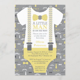 Invitación Baby Shower de pequeño hombre, amarillo
