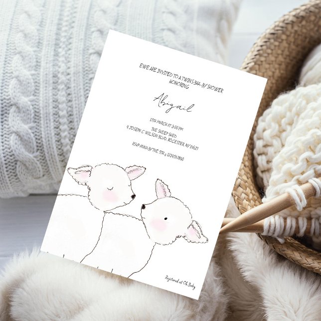 Invitación Baby Shower de pequeños gemelos de cordero (Subido por el creador)