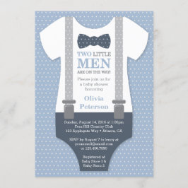 Invitación Baby Shower de pequeños hombres gemelos