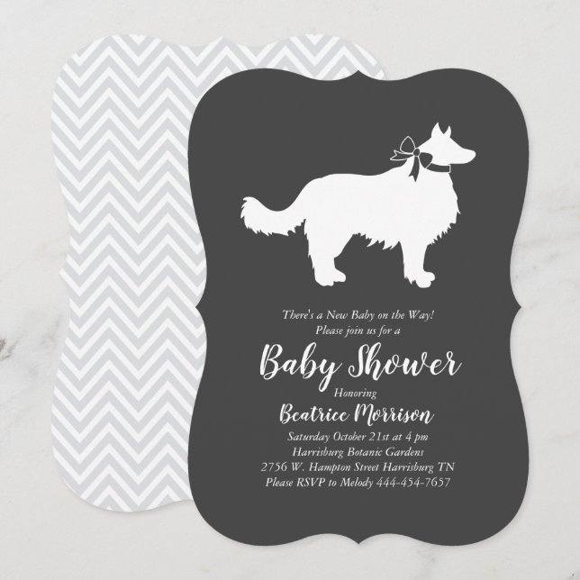 Invitación Baby Shower de Perro Collie de borde (Anverso / Reverso)