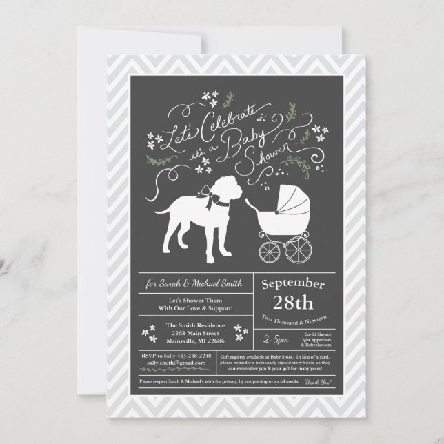 Invitación Baby Shower de perro embrujado (Anverso)