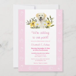 Invitación Baby Shower de perro Labrador amarillo 