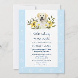 Invitación Baby Shower de perro Labrador amarillo 