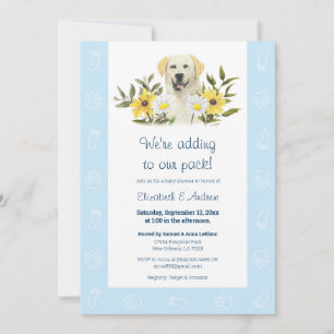 Invitación Baby Shower de perro Labrador amarillo 