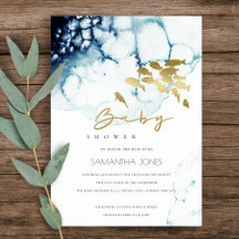INVITACIÓN BABY SHOWER DE PESCADO DE ORO NAVY BAJO