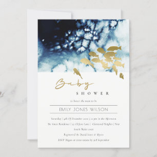 INVITACIÓN BABY SHOWER DE PESCADO DE ORO NAVY BAJO