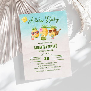 Invitación Baby Shower de piña hawaiana Luau Aloha