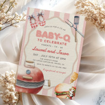 Invitación Baby Shower de Pink Baby-Q Backyard