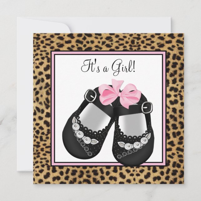 Invitación Baby Shower de Pink Leopard (Anverso)
