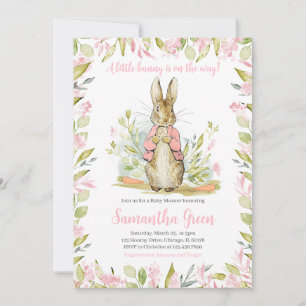 Invitación Baby Shower de Pink Peter Rabbit