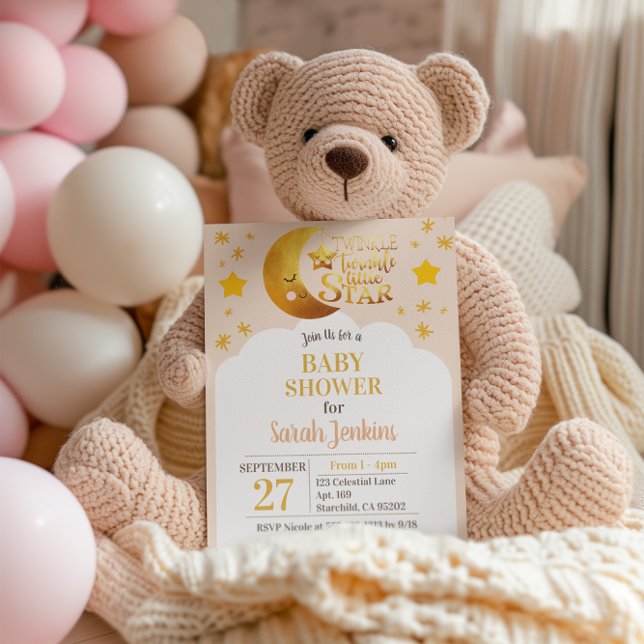 Invitación Baby Shower de Pink Twinkle Twinkle Sta (Subido por el creador)