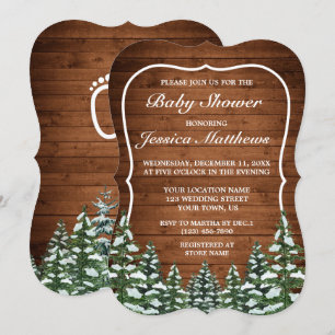 Invitación Baby Shower de pino de campo de madera y bosques d