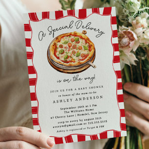 Invitación Baby Shower de Pizza de entrega especial