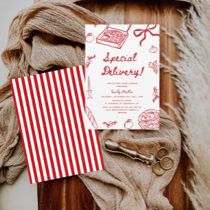 Invitación Baby Shower de Pizza de entrega especial