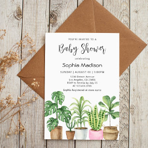 Invitación Baby Shower de plantas postizas acuáticas botánica