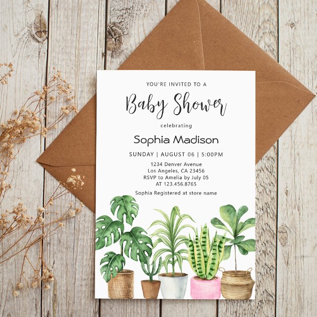 Invitación Baby Shower de plantas postizas acuáticas botánica (Subido por el creador)