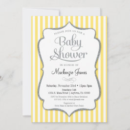 Invitación Baby Shower de plata amarilla gris neut
