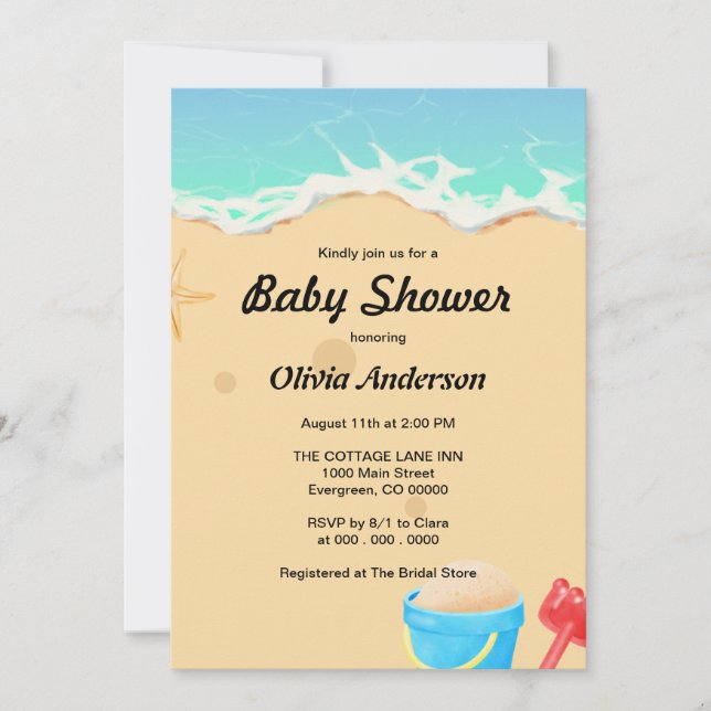 Invitación Baby Shower de playa (Anverso)