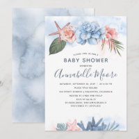 Baby Shower de playa rosa y azul Pastel