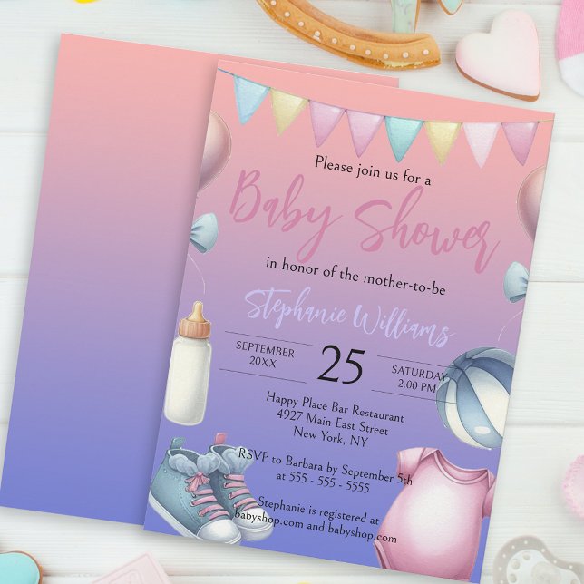 Invitación Baby Shower de Playful Adorable Pastel Essentials (Subido por el creador)