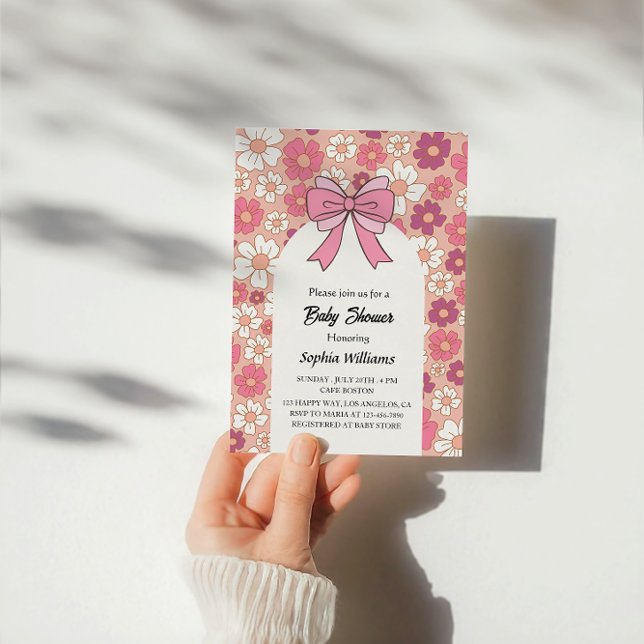 Invitación Baby Shower de plegado floral rosa - Baby Shower C (Subido por el creador)