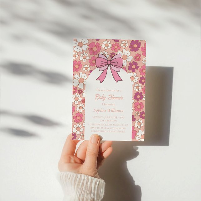 Invitación Baby Shower de plegado floral rosa - Baby Shower C (Subido por el creador)