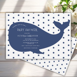 Invitación Baby Shower de Polkadot de ballena azul