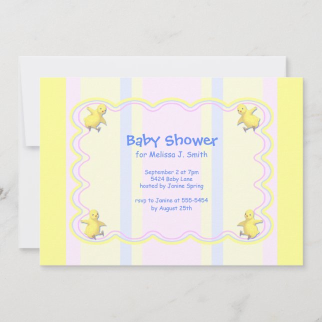 Invitación Baby Shower de pollitos (Anverso)