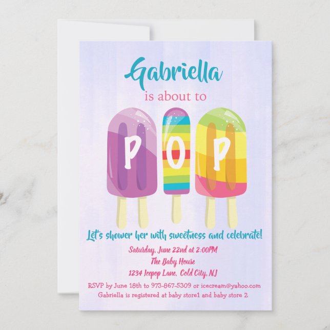 Invitación Baby Shower De Pops De Hielo Listo Para (Anverso)