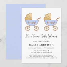 Invitación Baby Shower de portaacuarela para niños gemelos