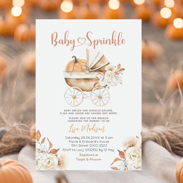 Invitación Baby Shower de portador de calabaza de rociado de  (Subido por el creador)