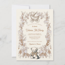 Invitación Baby Shower de portaobjetos neutros para toile Ted