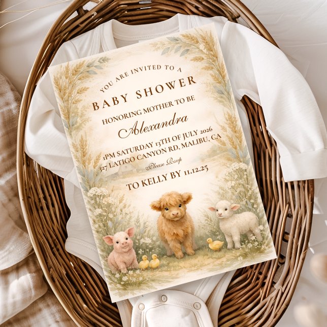 Invitación Baby Shower de prado rústico de granja (Subido por el creador)