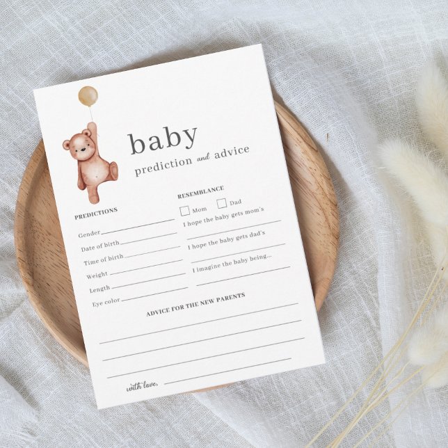 Invitación Baby Shower de predicción y consejo beige para osi (Subido por el creador)