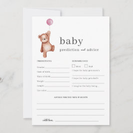 Invitación Baby Shower de predicción y consejo rosado para os