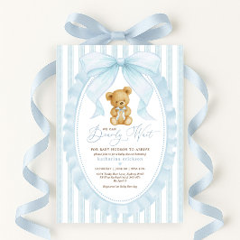 Invitación Baby Shower de Preppy Blue Teddy Bear Boy
