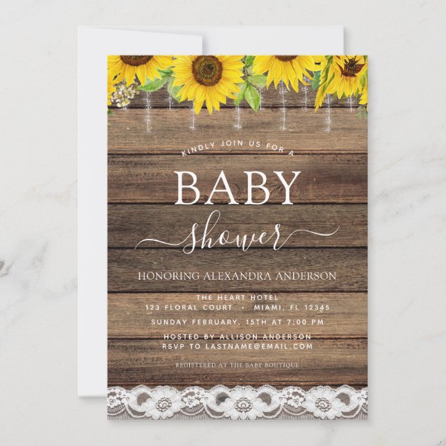 Invitación Baby Shower de presupuesto Rústico de la Granja de (Anverso)