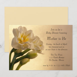 Invitación Baby Shower de primavera de doble torneado blanco