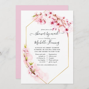 Invitación Baby Shower de primavera floral rosada geométrica 