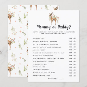 Invitación Baby Shower de primavera   Juego de mamá o papá