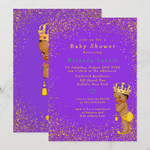 Invitación Baby Shower de Prince Purple y Gold Boy