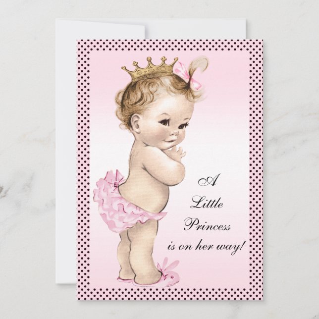 Invitación Baby Shower de princesa blanca (Anverso)