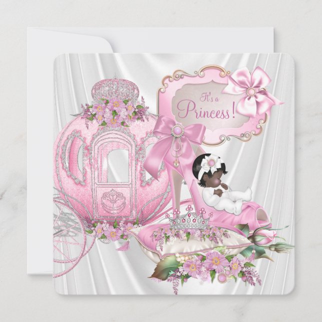 Invitación Baby Shower de Princesa Real Afroamericana (Anverso)