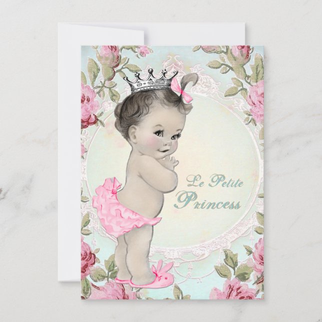 Invitación Baby Shower de Princesa Vintage (Anverso)