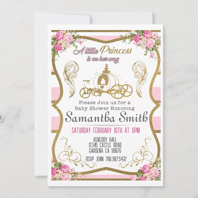 Invitación Baby Shower de Princess Carriles (Anverso)