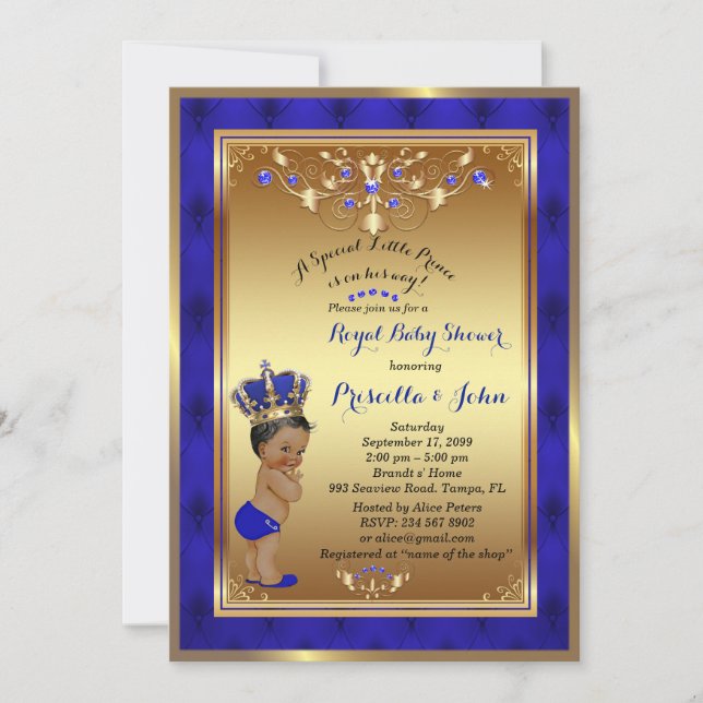 Invitación Baby Shower de Principito Pequeño, Azul (Anverso)