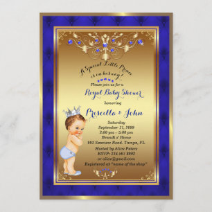 Invitación Baby Shower de Principito Pequeño, Azul