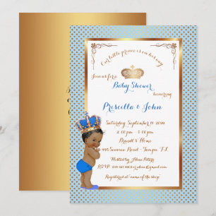 Invitación Baby Shower de Principito Pequeño, oro 